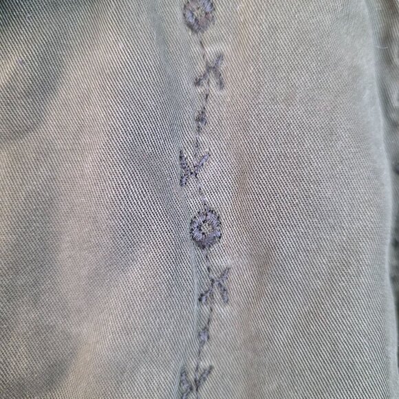 Embroidered Ivy Boho Jacket Large 90s TENCEL Olive Green USA Deadstock - Picture 8 of 10